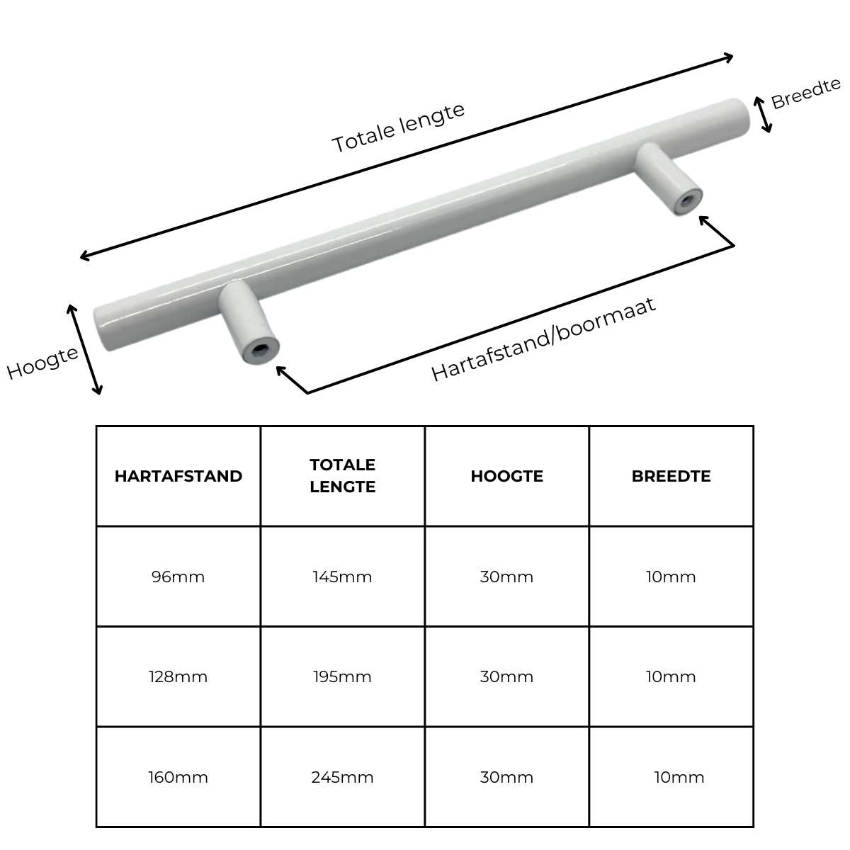 Handgreep Kopenhagen Wit
